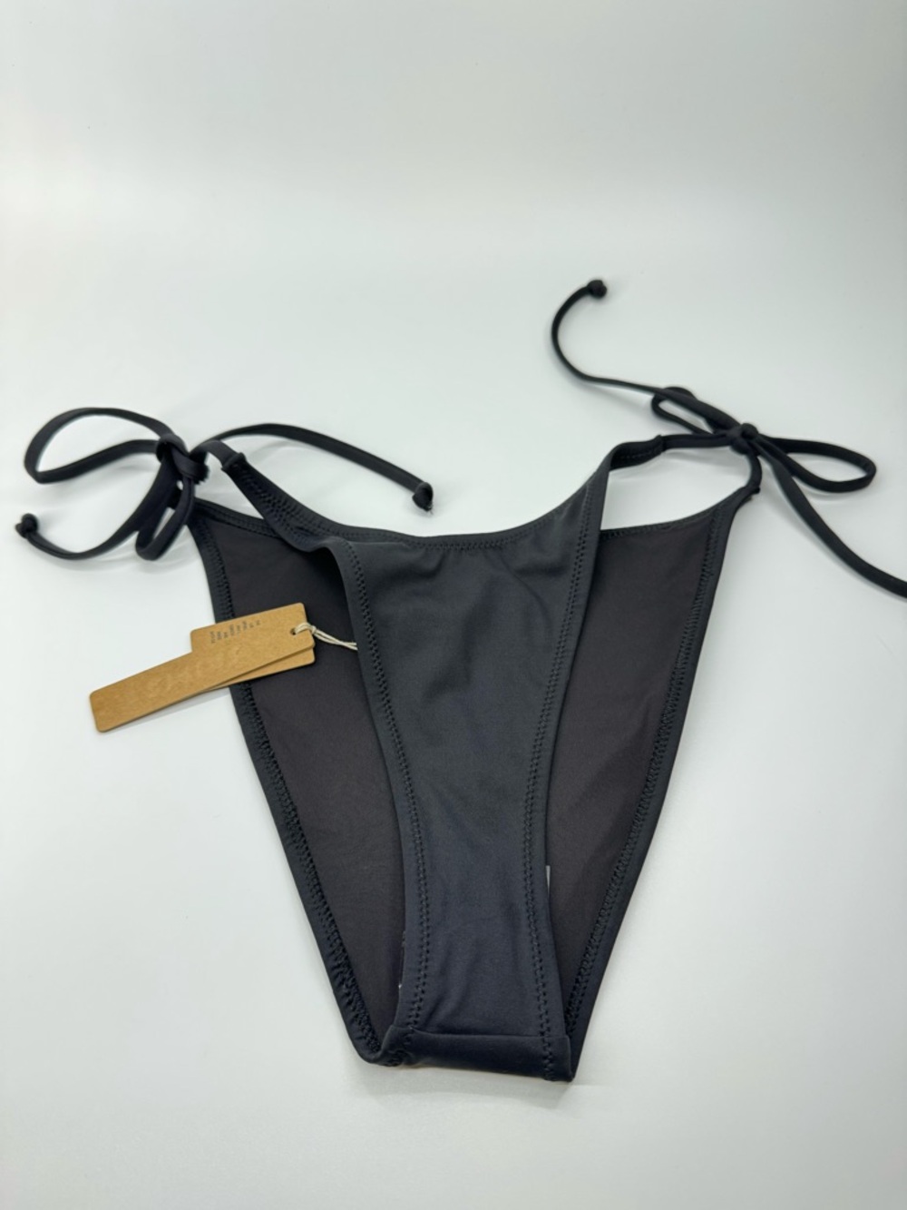 SKIMS Recycled Swim Dippy Tie Bikini Bottoms Small Onyx NWT